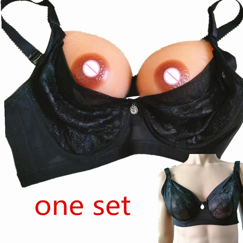 

One Set Breast and Bra&Fake Silicone Breast Enlargement Cosplay Crossdressers Fake Boobs Fake Slicome Breast with Bra Cosplay