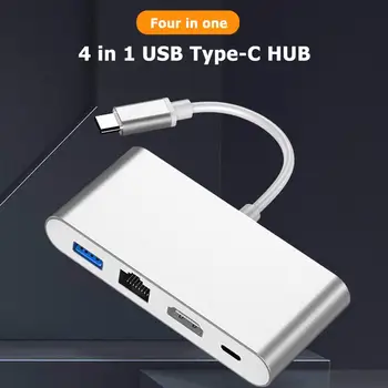 

HW-TC42 4 in 1 USB Type-C HUB USB3.0 PD RJ45 Ethernet Dock Adapter RJ45 Gigabit Ethernet Port+ USB3.0 + PD for Laptop&Phones
