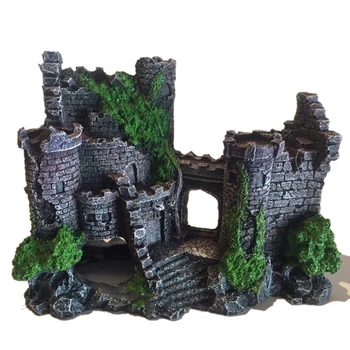 

Resin Artificial Fish Tank Ancient Castle Decoration Aquarium Rock Cave Building Decoration Aquatic Landscaping Ornament