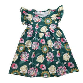 

RTS kids girl summer floral pearl dress cute coloful flower children dress