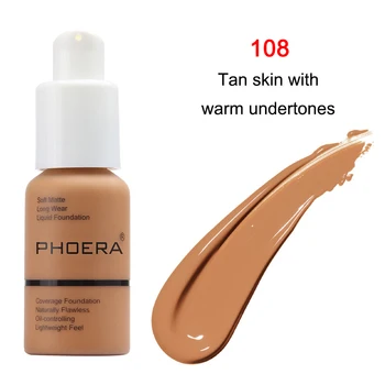 

PHOERA Foundation Makeup Full Coverage Fast Base Brighten Long-Lasting Shade 60g ZGOOD