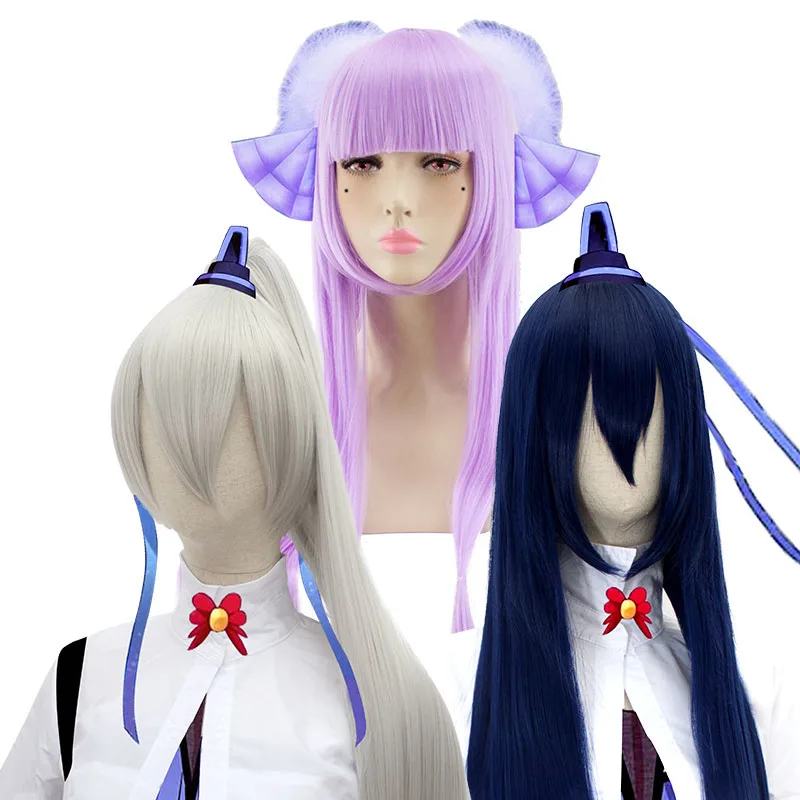 

LVHAN Cosplay wig Taro color Silver white Navy Blue M bangs Qi bang Long straight hair High quality high temperature fiber