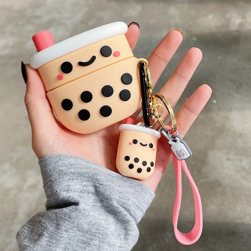 3D Cute Boba Tea Earpods Custodia Per Huawei Freebuds 4I Milk Bubble Tea Cup Wireless Bluetooth Auricolare Cover Accessori Portachiavi