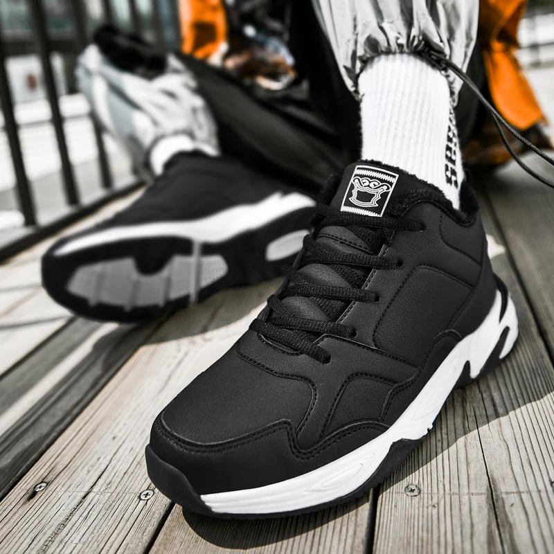 Winter Men Sneakers Plus Velvet Keep Warm Non-slip Outdoor Sports Shoes Running Comfortable Training Footwear Size 39-48 |