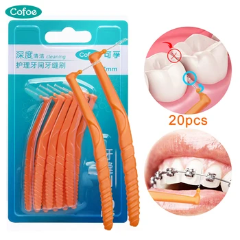 

Cofoe 20pcs 0.0027 (0.7mm) Dental Orthodontic Oral Care Dental Floss Interdental Brush Toothpick Between Teeth Brush Kit