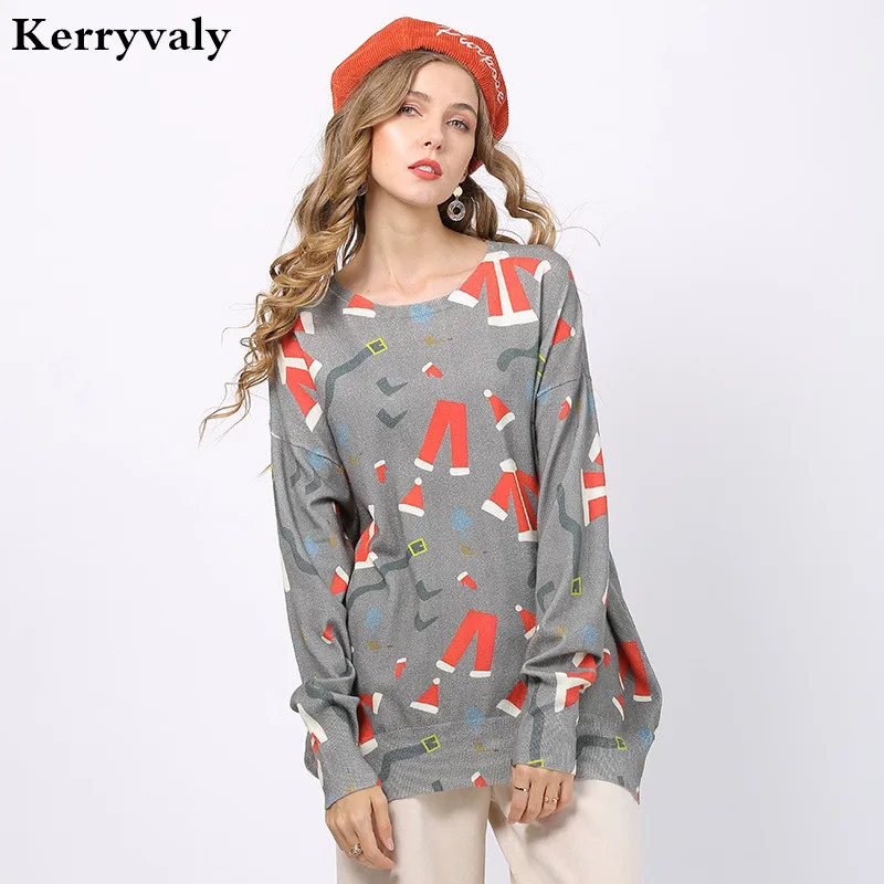 

New Style Foreign Trade Christmas Printed Sweater Women Long Sleeve Pullover Knitting Shirt Casual Pullovers Oversized D6323