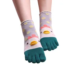 Популярные женские носки с пятью пальцами, модные забавные носки, хлопковые повседневные носки с мультяшным принтом, цветные носки skarpetki d91205