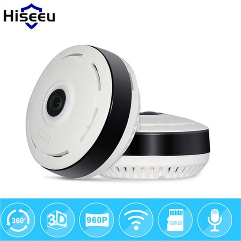 Hiseeu 960P HD рыбий глаз IP камера 360 градусов Full View CCTV сеть беспроводных камер домашней