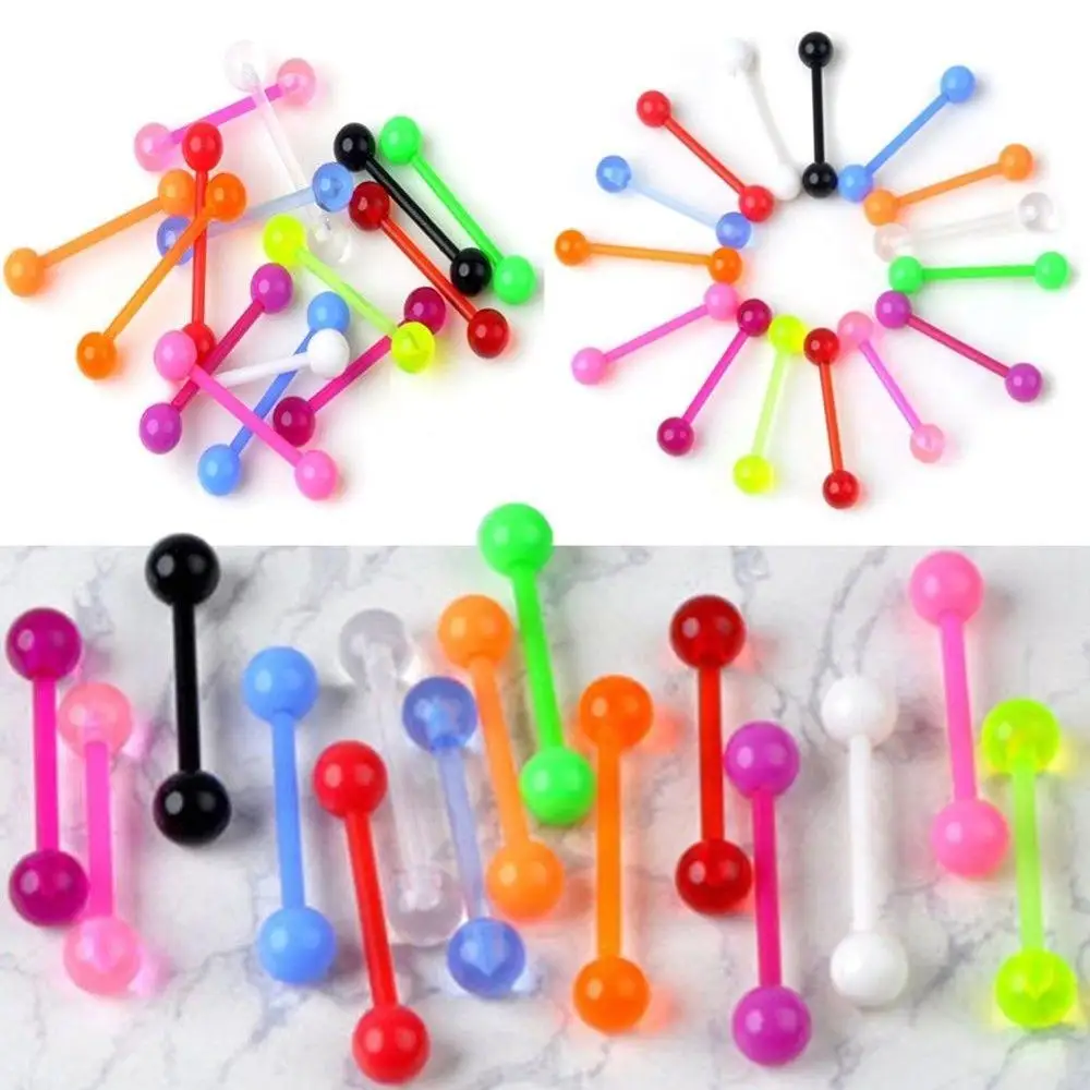 10 шт./лот разноцветные гибкие УФ силиконовые гвоздики для языка соска кольцо