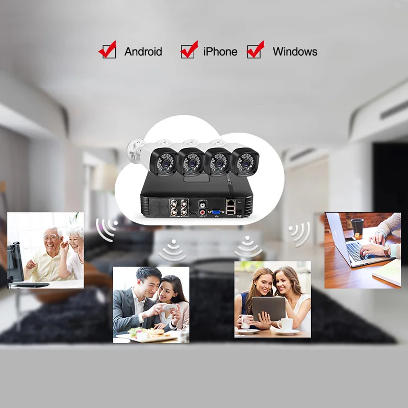 Fuers обновление 4 шт. HD 4M-N 4CH AHD DVR CCTV камера система безопасности комплект уличная камера система видеонаблюдения ночное видение P2P