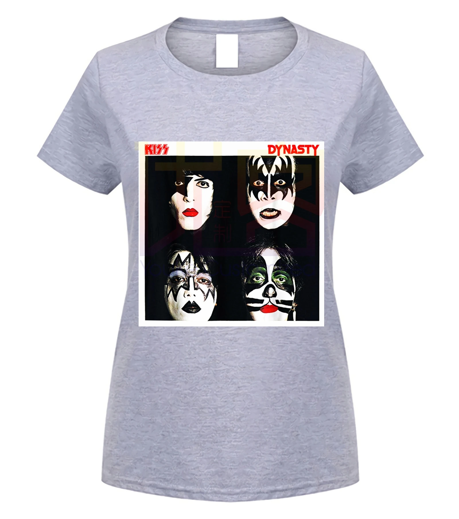 KISS 1979, футболка династии, мужские футболки, повседневный топ с коротким рукавом и круглым вырезом, хлопковые футболки, топы, Забавные футболки, хлопковые топы, футболка - Цвет: women Light grey
