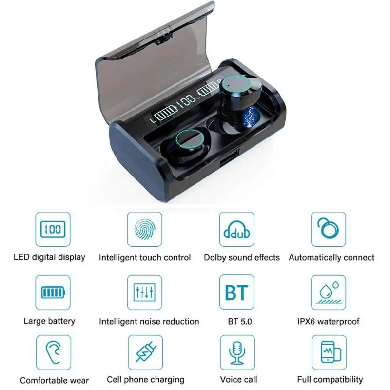 G06 TWS Wireless Bluetooth Earphones In-ear Earbuds Noise Canceling Headset