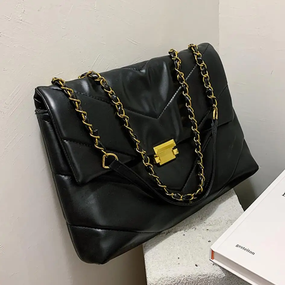

Elegant Female Large Tote Bag 2020 Fashion New High Quality PU Leather Women's Designer Handbag Chain Shoulder Messenger Bag