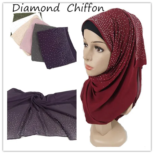

SA2 10pcs High quality diamond chiffon hijab scarf shawl wrap headband maxi long lady scarf can choose colors