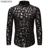 Best Offers Men Shirts Button-Up Long-Sleeve Christmas-Shirt Slim-Fit Printed Casual Black Camisas 9gLg31nOk