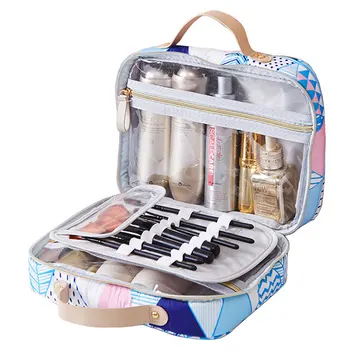 

Fashion Large Hand Carry Cosmetic Kit Double Handle Women Make Up Case Waterproof Travel Venity Bag