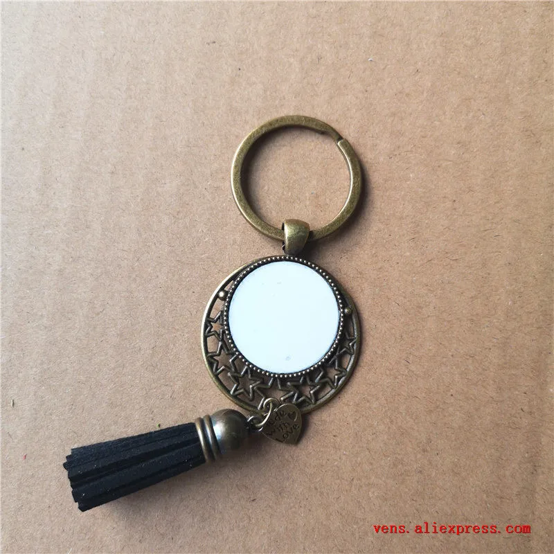 

sublimation blank keychains short tassels Bronze color key ring hot transfer printing blank diy material 15pcs/lot