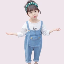 Джинсы для девочек; джинсовый комбинезон; детские джинсы для девочек; детские комбинезоны с карманами в стиле пэчворк; джинсы с крыльями; осенние детские джинсы в стиле Лолиты для девочек