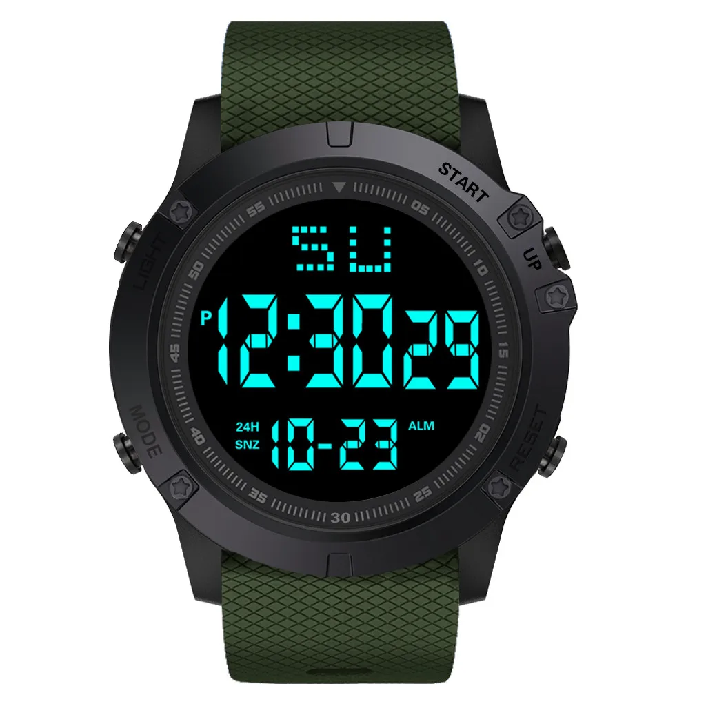 Водонепроницаемые мужские модные светодиодный часы с цифровой датой, военные спортивные резиновые кварцевые часы, повседневные мужские часы montre homme - Цвет: C