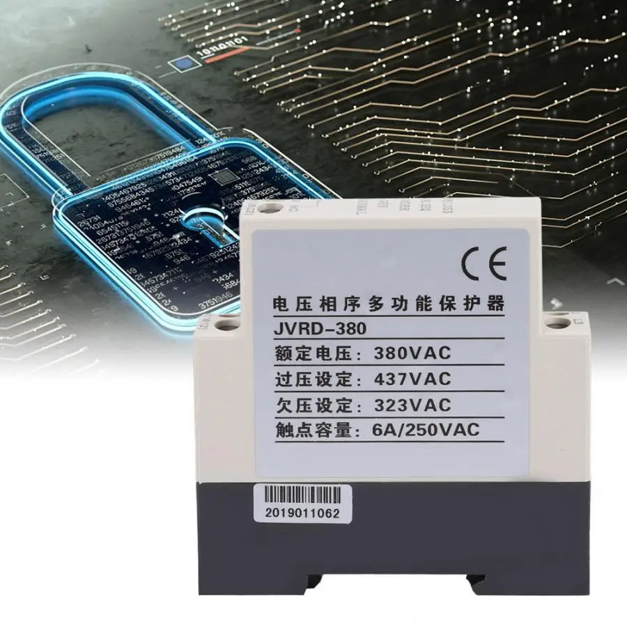 JVRD 380 380V AC 3A din рейку защита последовательности фаз реле контроля Напряжение