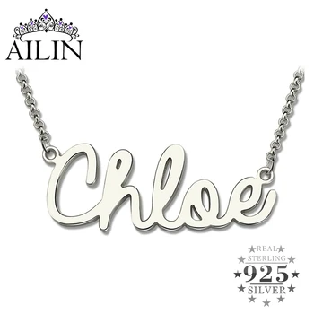 

AILIN 925 Sterling Silver Custom Font Name Necklace Rolo Chain Pendant For Women Personalized Year Date Christmas Jewelry Gifts