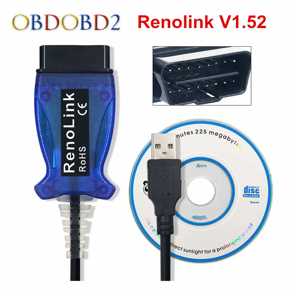 ECU Программатор V1.52 Renolink OBD2 для Renault инструмент сброса программирования ключей