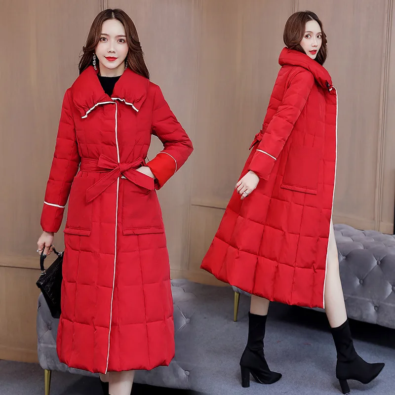 

Solid Color Mid-length Long Sleeve Elegant Versatile 2019 Winter Slimming Cotton-padded Clothes/Cotton Coat Warm