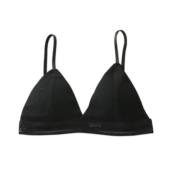 

No Rims Underwear Women's Cotton Double-breasted Vertical Thread Wrapped Chest Bottoming Strap Girl Bra