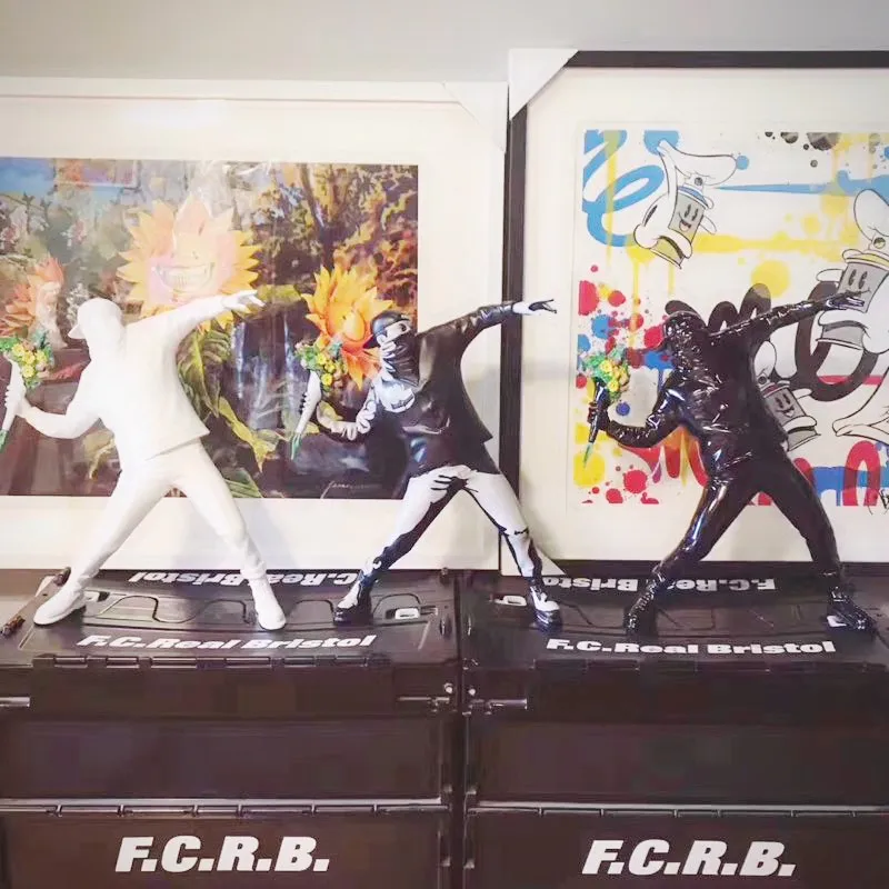 Banksy Flower Bomber Resin Figurine, Street Sculpture Statue