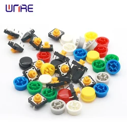 35 PCS Tactile Push Button Switch DIP Momentary 12*12*7.3MM Micro Switch Button + 35 PCS 7 Colors Tact Switch Cap