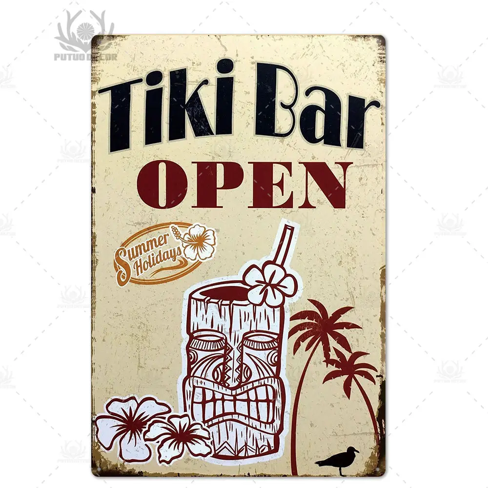 TH3854 Tiki бар Настенный декор металлический знак табличка Металл Лето Tiki знак металлическая пластина для Tiki бар пляж Бар Декоративная железная живопись - Цвет: TH3854