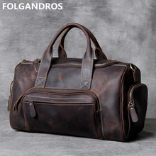 Оригинальная Спортивная Дорожная сумка ручной работы из воловьей кожи, брендовая винтажная сумка из натуральной кожи в европейском и американском стиле, дорожная сумка на плечо