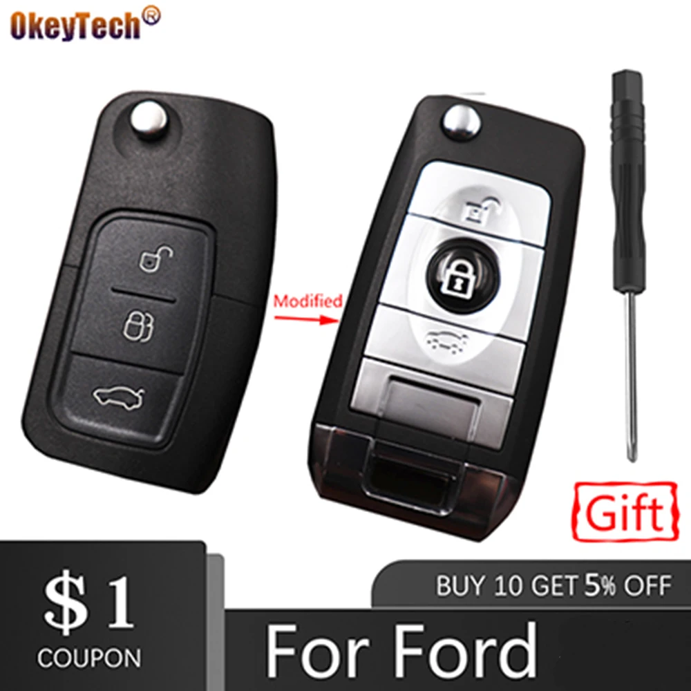 Модифицированный складной чехол для автомобильного ключа-пульта OkeyTech Ford Focus Fiesta