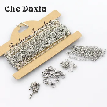 

Stainless Steel DIY Jewelry Package 2MM width chain and Lobster buckle Jump Ring Extension chain For necklace making-set