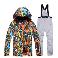 Мужская и wo Мужская зимняя одежда ветрозащитная Лыжная одежда ветрозащитная лыжная куртка и зимние штаны с поясом(Лыжная одежда