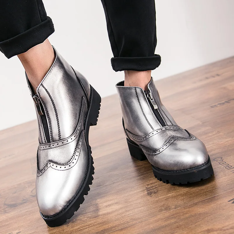 

2019 new spring and autumn men's leather boots Martins leather high-back Bullock tie men's military boots