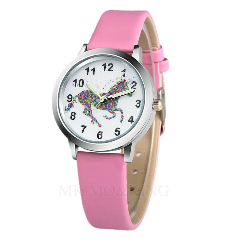 Kids Watch Clock Dress Unicorn Horse Girls Children Quartz Boy Relojes Fashion Casual