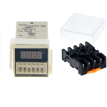 

DH48S-S 0.1s-990h AC 110V 220V DC 12V 24V Repeat Cycle SPDT Programmable Timer Time Switch Relay with Socket Base DH48S Din Rail