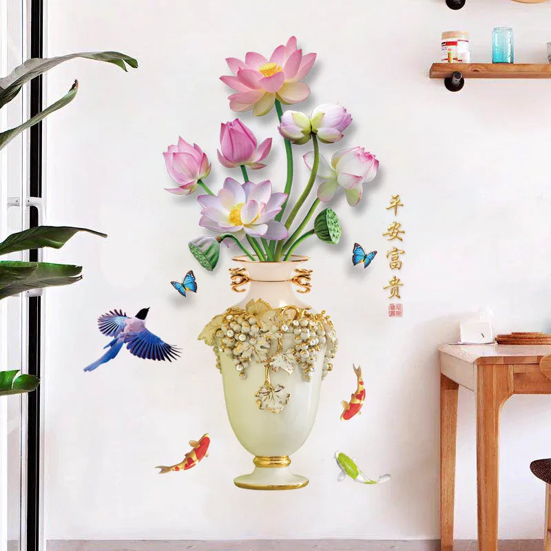 Ваза для цветов цветок дерево DIY наклейки на стену мирные богатые китайские наклейка со словами домашний Декор Гостиная Кухня обои для спальни