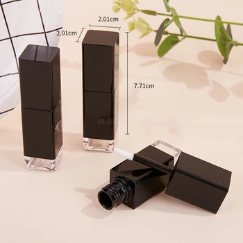 

100Pcs 8ml New Arriving Bright Black Empty Lip Gloss Tube, Square Lip Gloss Refillable Bottles,Plastic Liquid Lipstick Container