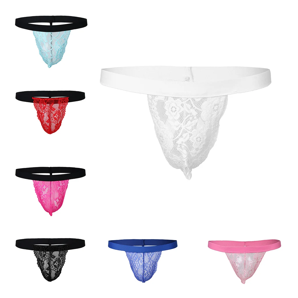 Men's Sexy Lace Panties Pouch Briefs Underwear Bikini G-string Thongs for Man