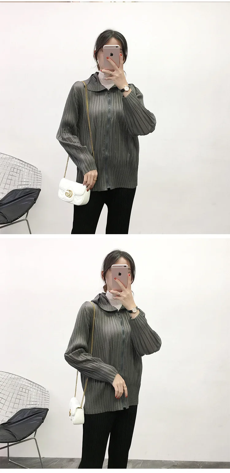 MIYAKE Плиссированное пальто с капюшоном, осень и зима, новинка, на молнии, тонкое и свободное, большой размер, плиссированное пальто