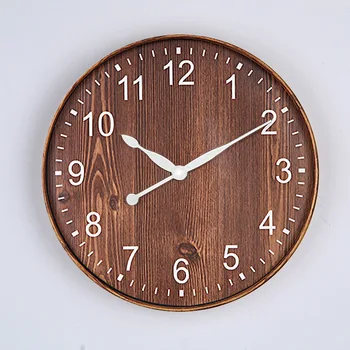 

Decoration Clock Living Room Retro Imitation Wood Wall Clock for living room 12-Inch Clock Fashion Creative Wall Clock watch