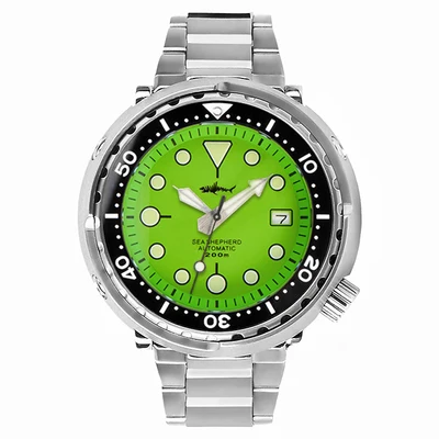 New Automatic Diving Watch Tuna SBBN015 Mechanical Sports 200M Waterproof Luminous Bezel Fashion Men's Watches for Male - Цвет: steel strap green