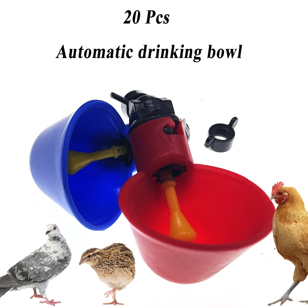 20 Pack Poultry-Water Drinking Cups Chicken Hen Plastic Automatic Drinker Quail 