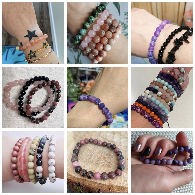 Stone Bead Bracelet Natural Stone Bracelet Beaded Bracelet Fashion Natural Stone Pink Angelite Beads Bracelet 8mm Sunstone Beaded Yoga Bracelet For Women