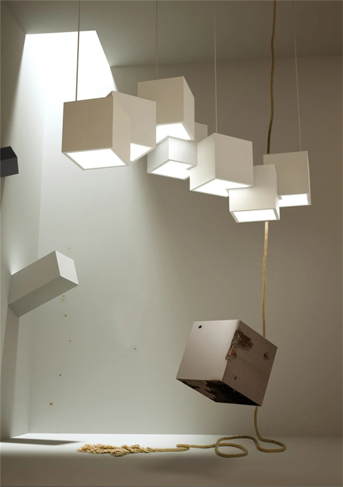 Пост современный чердак галерея студийный светильник Арт куб лампа столовая подвесной светильник