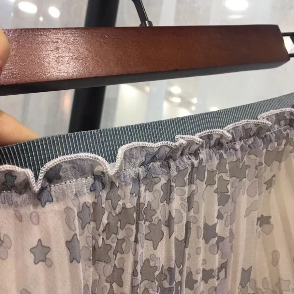 Faldas mujer moda марлевые женские элегантные гофрированные длинные юбки с принтом звезды