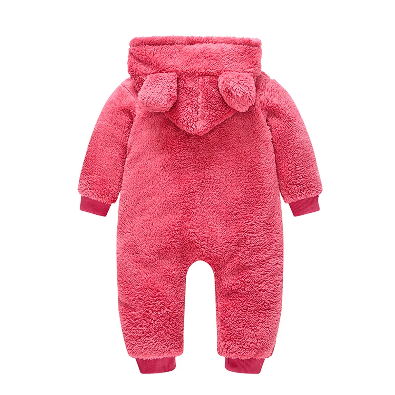 Cute Plush Bear Baby Rompers Toddler Girl Overall Jumpsuit Spring Autumn Hooded Zipper Baby Boys Romper Infant Crawling Clothing baby bodysuit dress