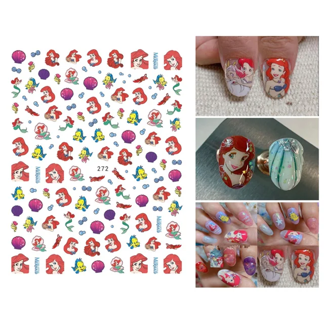 1PCS Disney Cartoon Anime Collection Star Design Nail Sticker Mickey Mouse Donald Duck Lion King Mermaid Stitch Nail Slider WG272